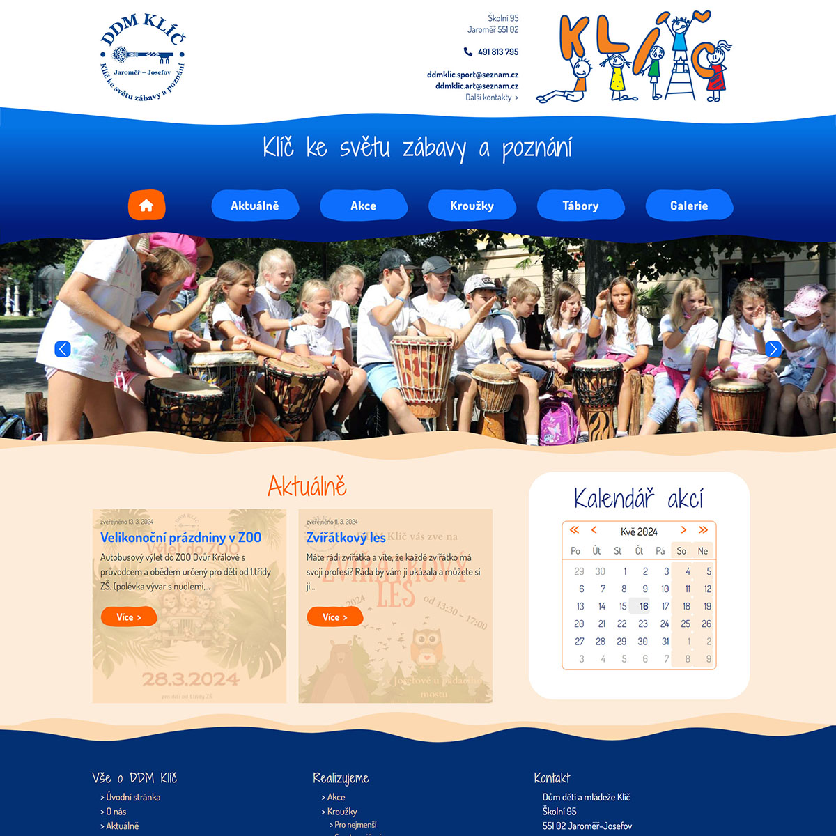 Tvorba webu, redakčního systému, přihláškového systému a implementace platební brány pro DDM Klíč Jaroměř